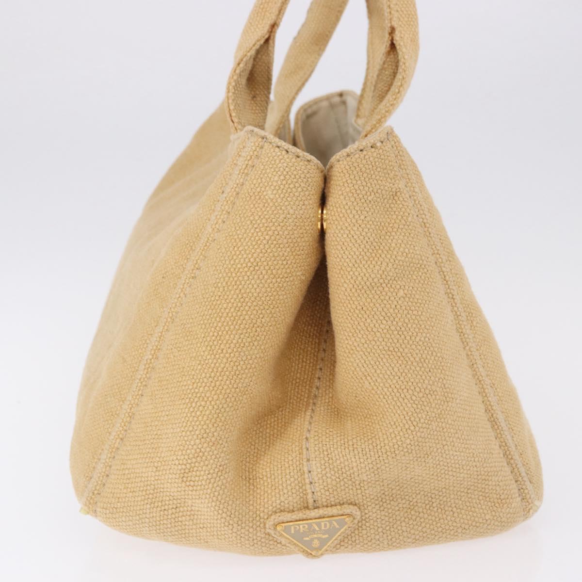 PRADA Canapa GM Tote Bag Straw Beige Gold Auth 194284