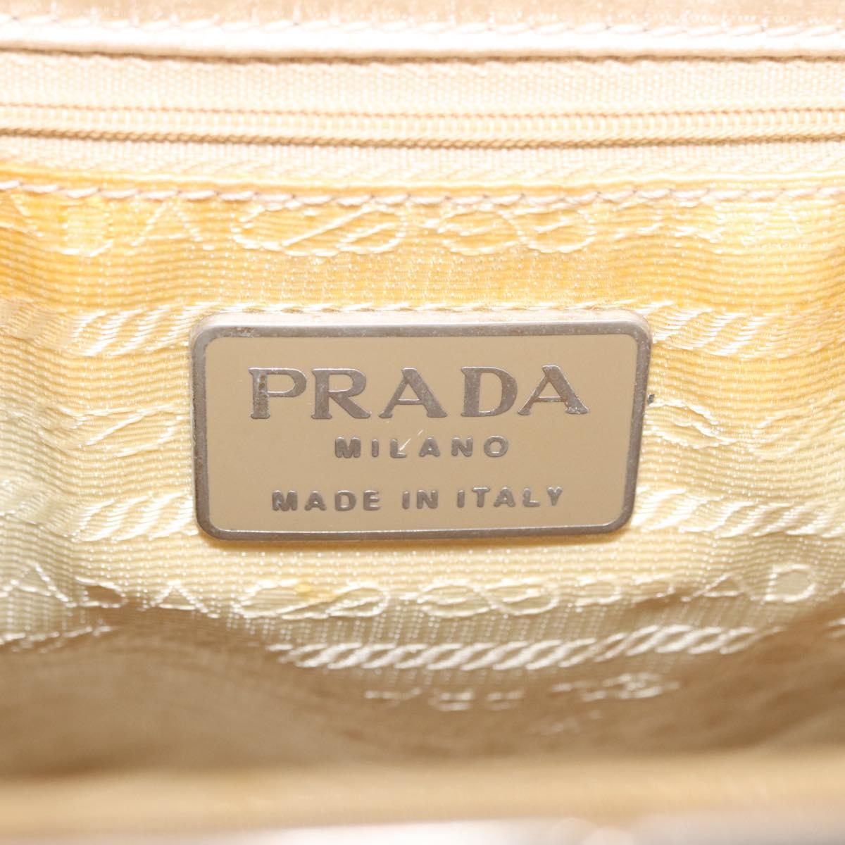 PRADA Pouch Hand Bag Nylon Satin 3 Set Beige Brown Auth 194289