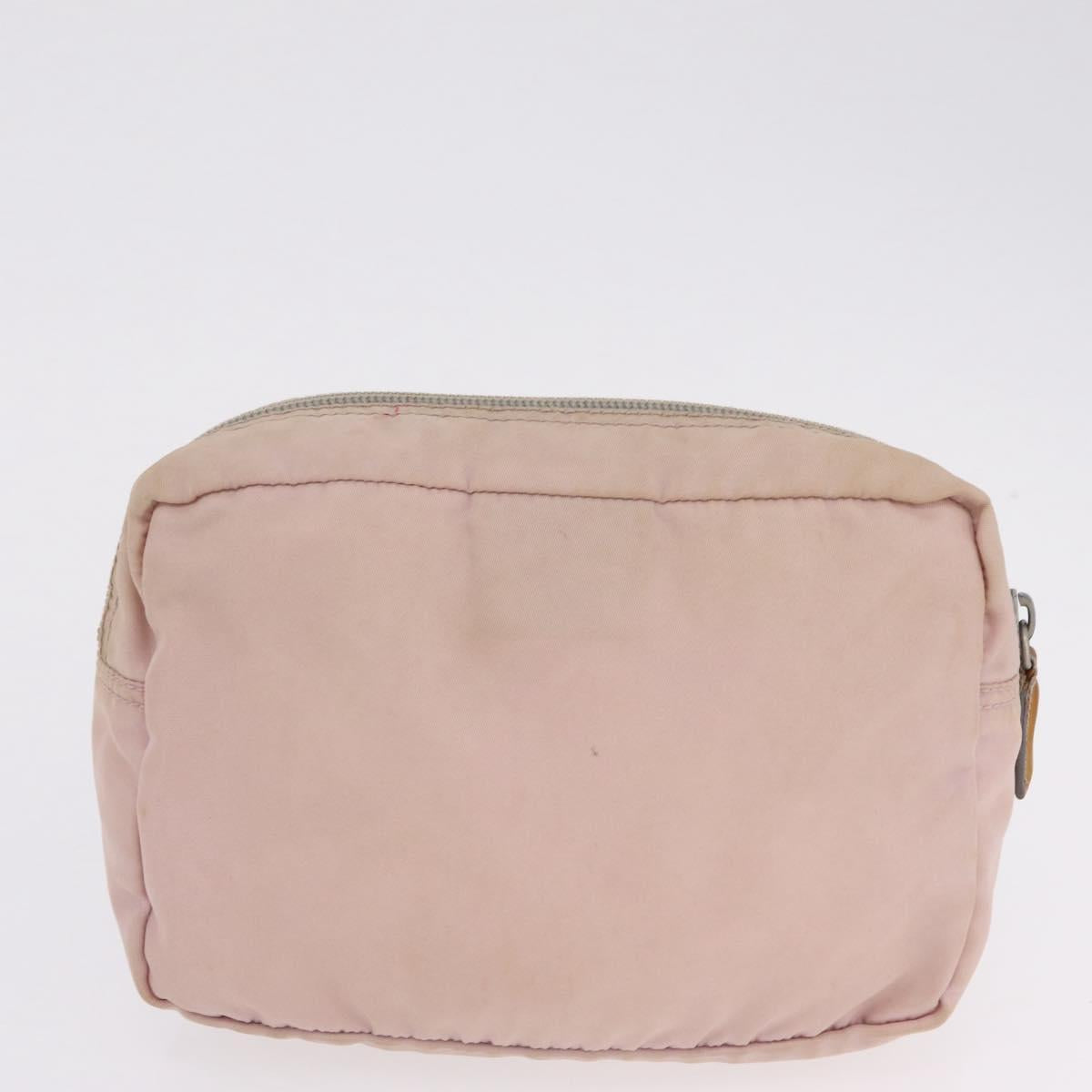 PRADA Pouch Hand Bag Nylon Satin 3 Set Beige Brown Auth 194289