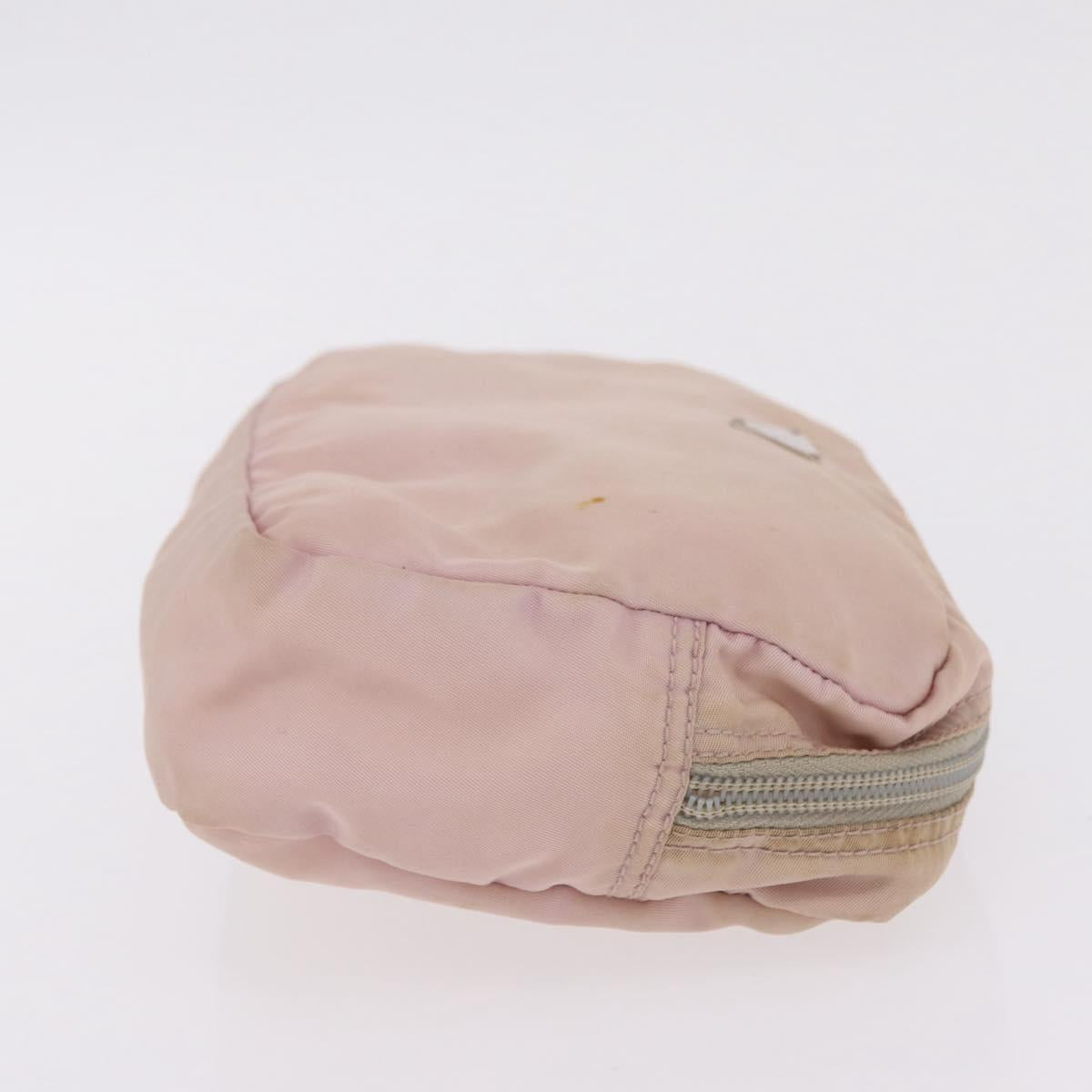 PRADA Pouch Hand Bag Nylon Satin 3 Set Beige Brown Auth 194289