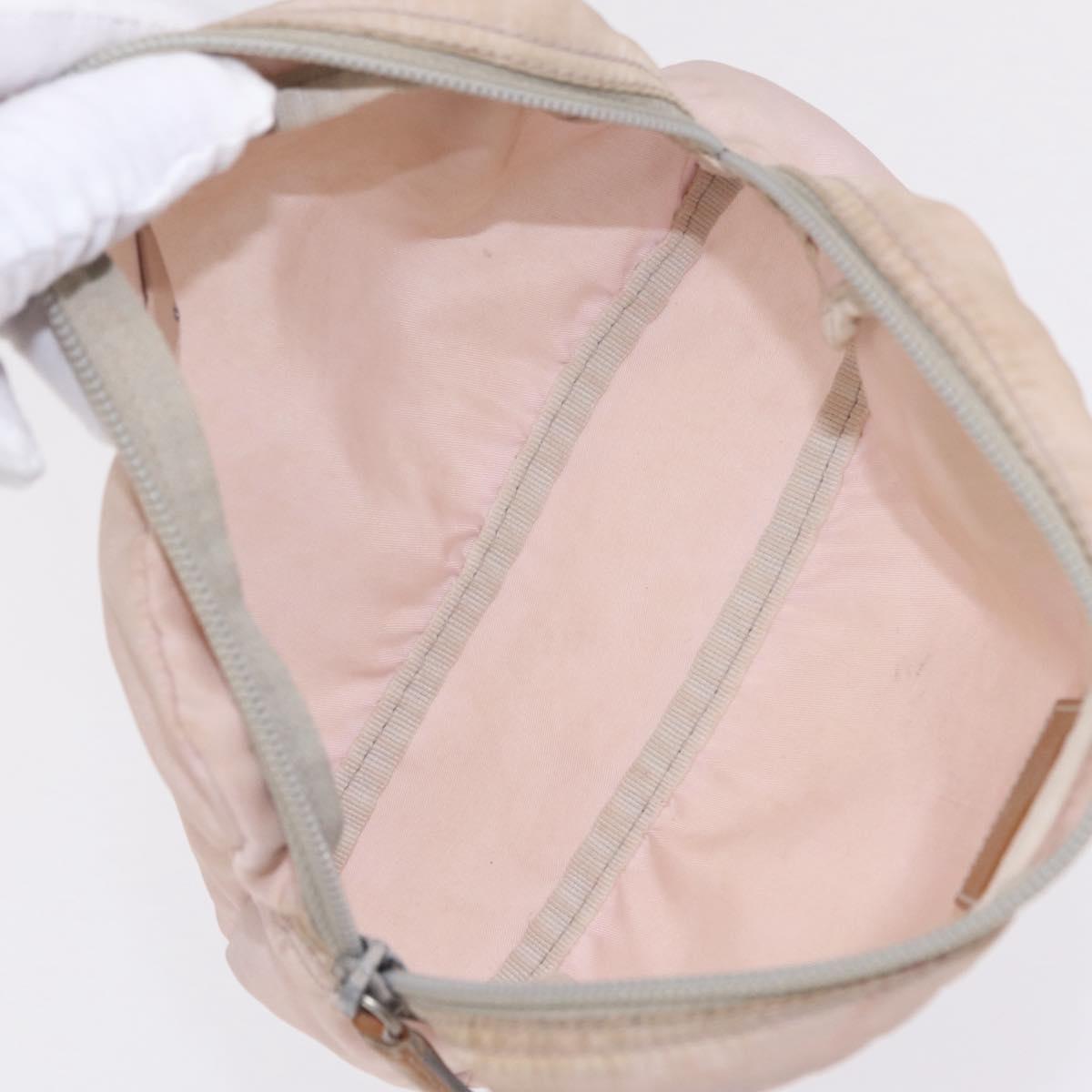 PRADA Pouch Hand Bag Nylon Satin 3 Set Beige Brown Auth 194289