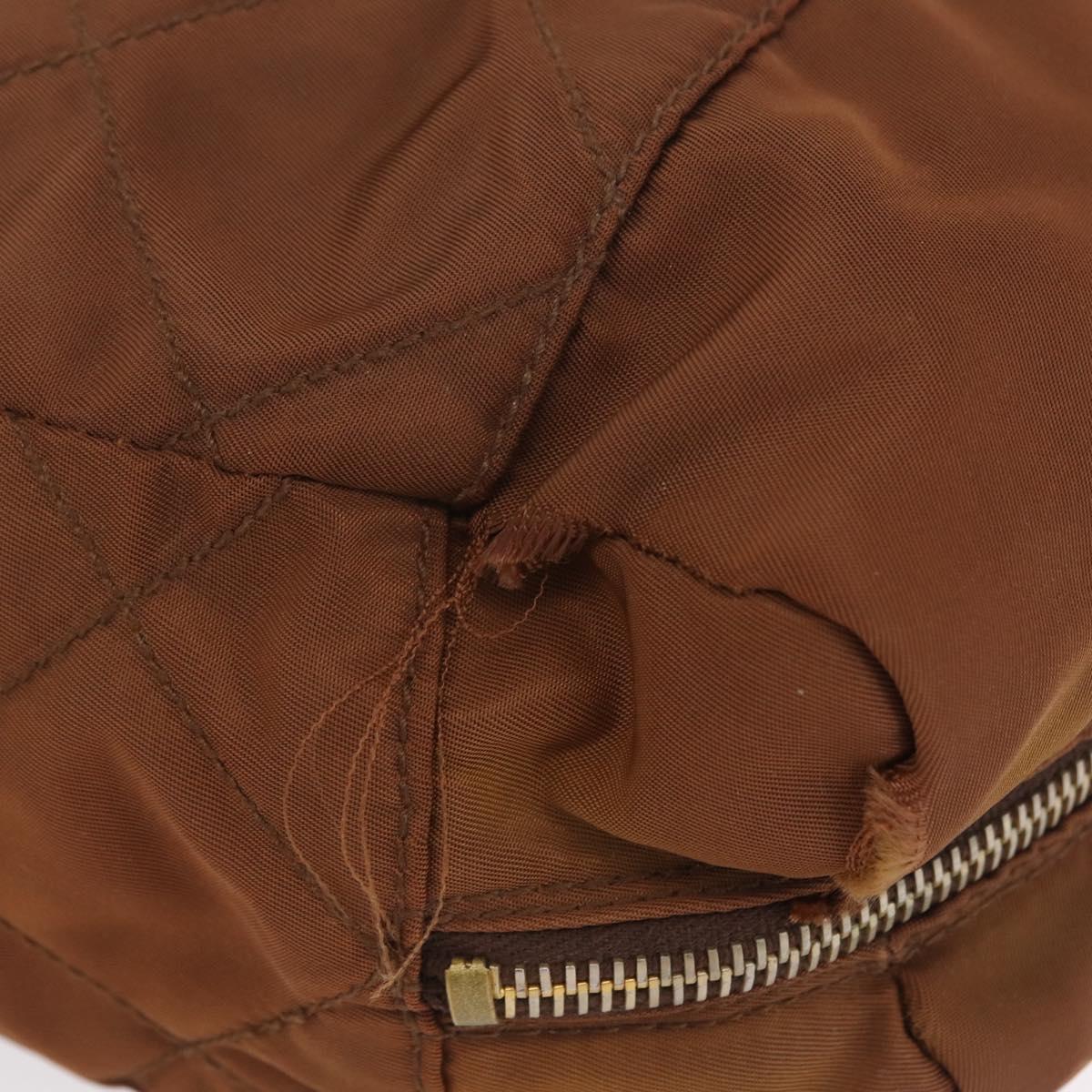 PRADA Pouch Hand Bag Nylon Satin 3 Set Beige Brown Auth 194289