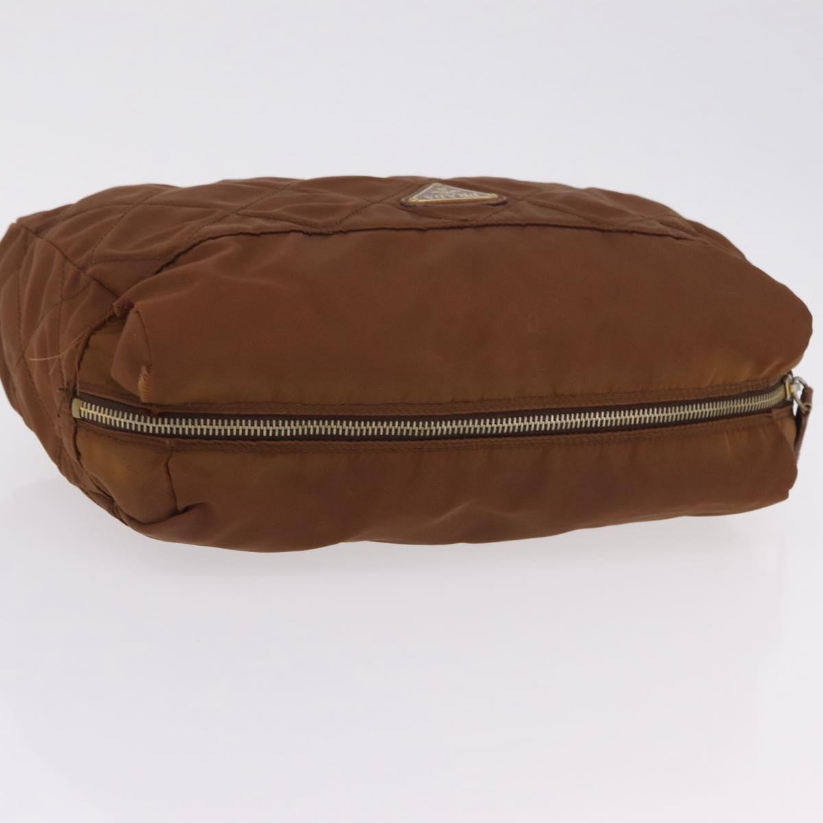 PRADA Pouch Hand Bag Nylon Satin 3 Set Beige Brown Auth 194289
