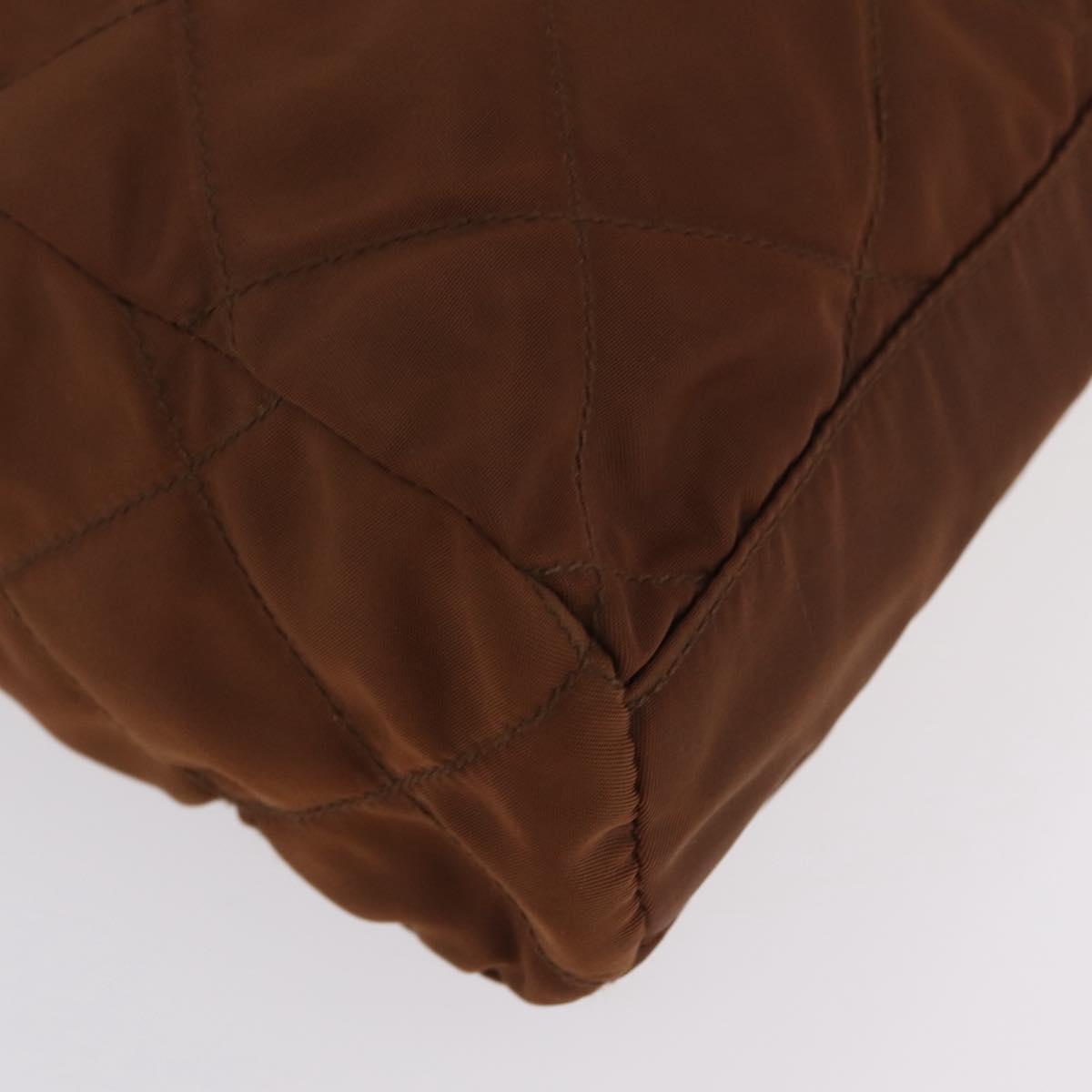 PRADA Pouch Hand Bag Nylon Satin 3 Set Beige Brown Auth 194289
