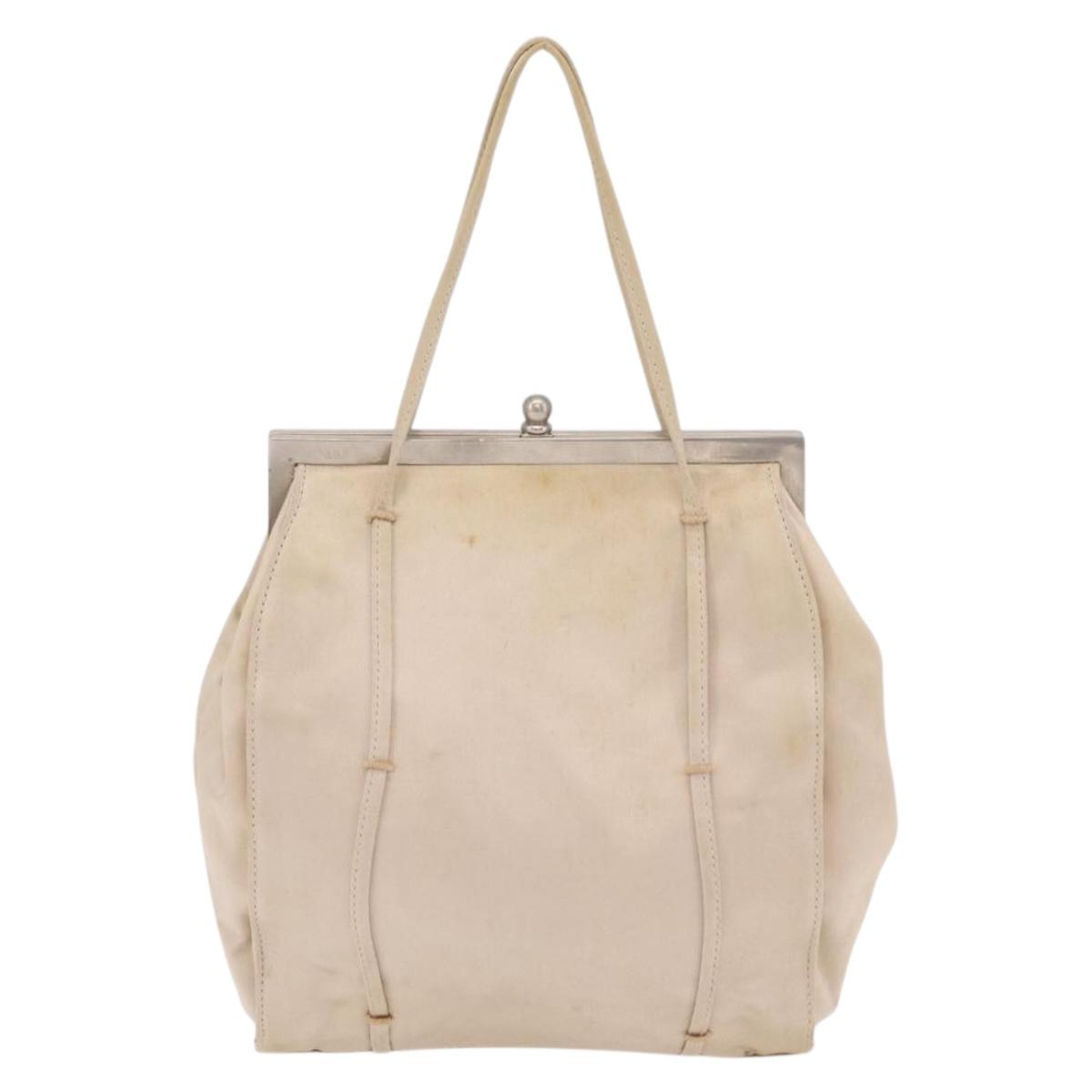PRADA Pouch Hand Bag Nylon Satin 3 Set Beige Brown Auth 194289