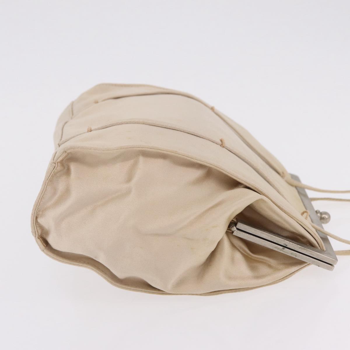 PRADA Pouch Hand Bag Nylon Satin 3 Set Beige Brown Auth 194289