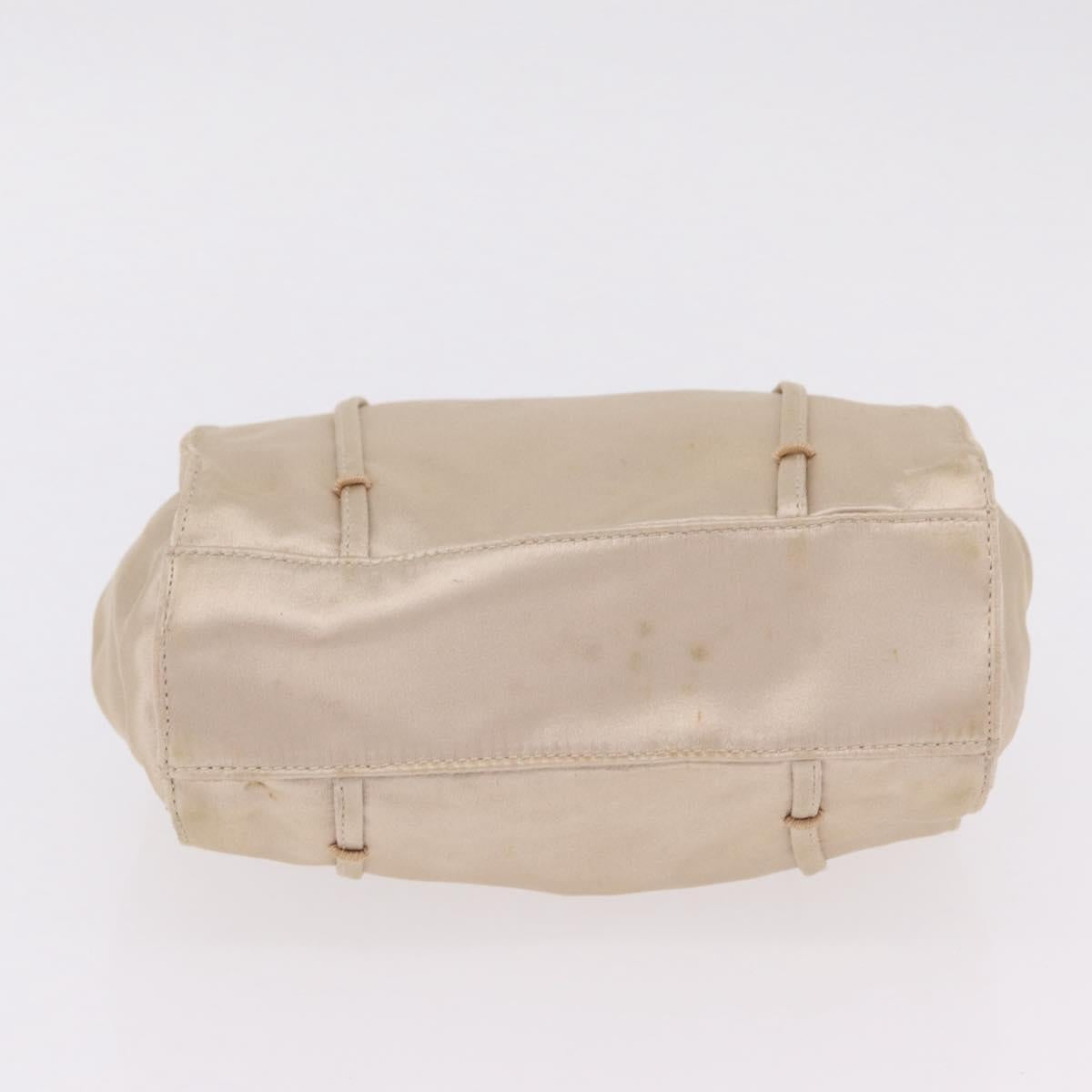 PRADA Pouch Hand Bag Nylon Satin 3 Set Beige Brown Auth 194289