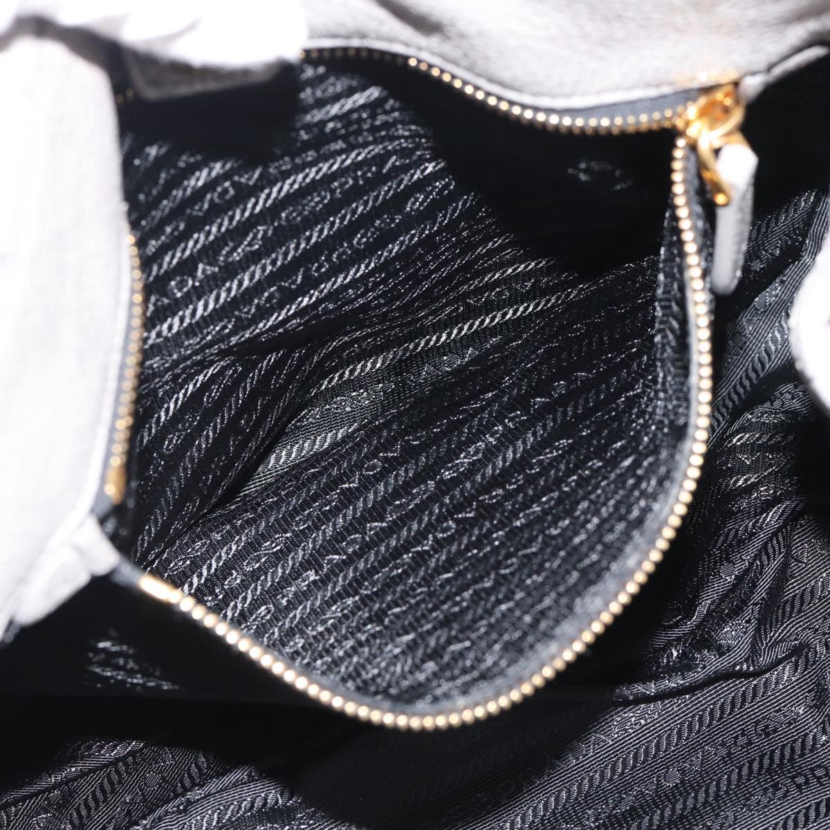 PRADA Hand Bag Leather Gray Gold Auth 194293V