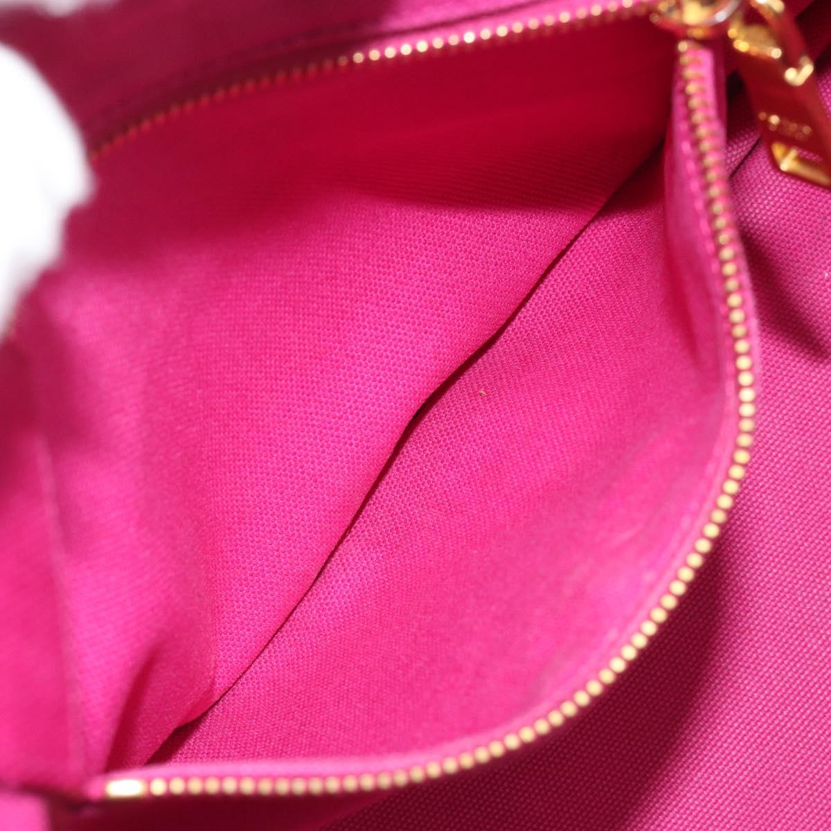 PRADA Canapa MM Hand Bag Canvas Pink Gold Auth 194294