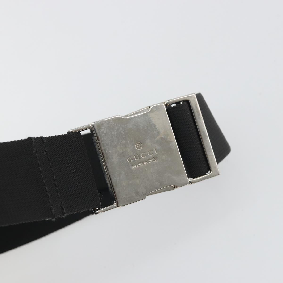 GUCCI GG Canvas Waist Bag Black Silver 28566 Auth 194295