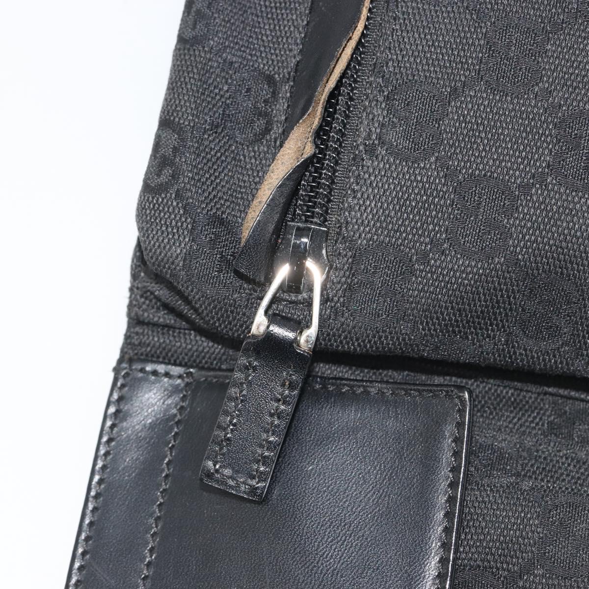 GUCCI GG Canvas Waist Bag Black Silver 28566 Auth 194295