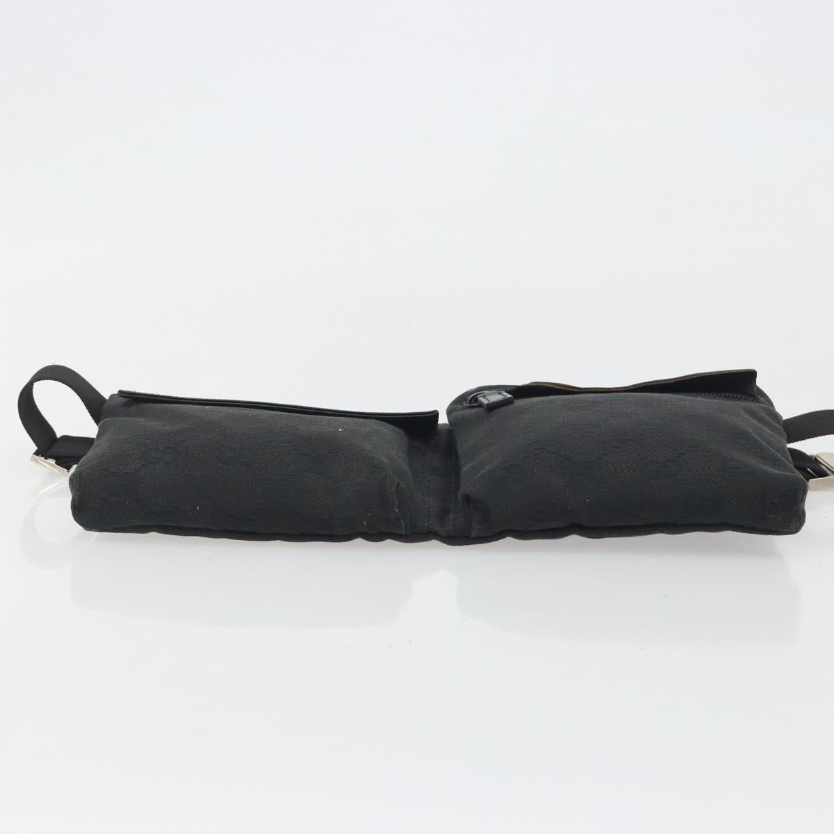 GUCCI GG Canvas Waist Bag Black Silver 28566 Auth 194295