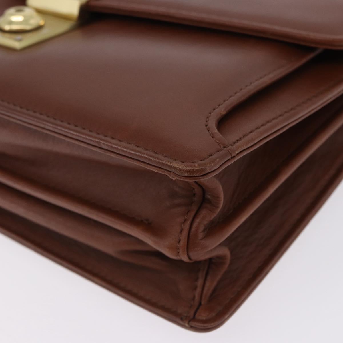BALENCIAGA Clutch Bag Leather Brown Gold Auth 194296