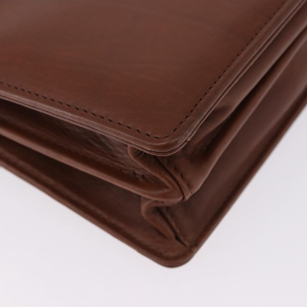 BALENCIAGA Clutch Bag Leather Brown Gold Auth 194296