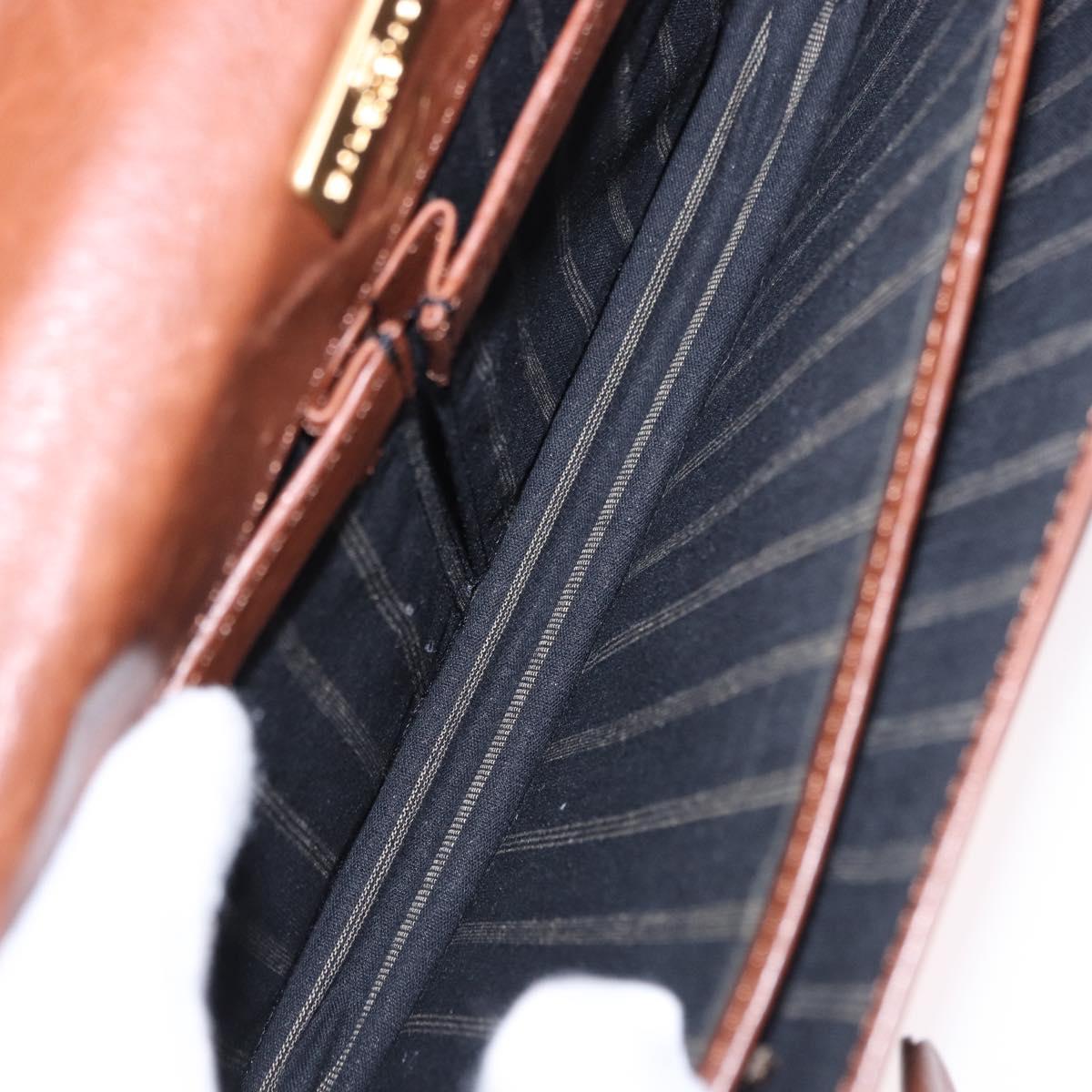 BALENCIAGA Clutch Bag Leather Brown Gold Auth 194296