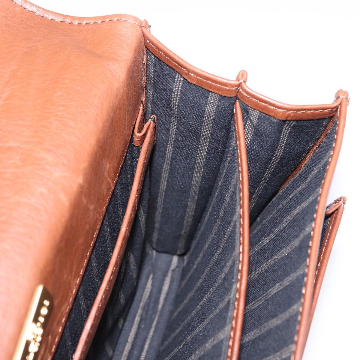 BALENCIAGA Clutch Bag Leather Brown Gold Auth 194296