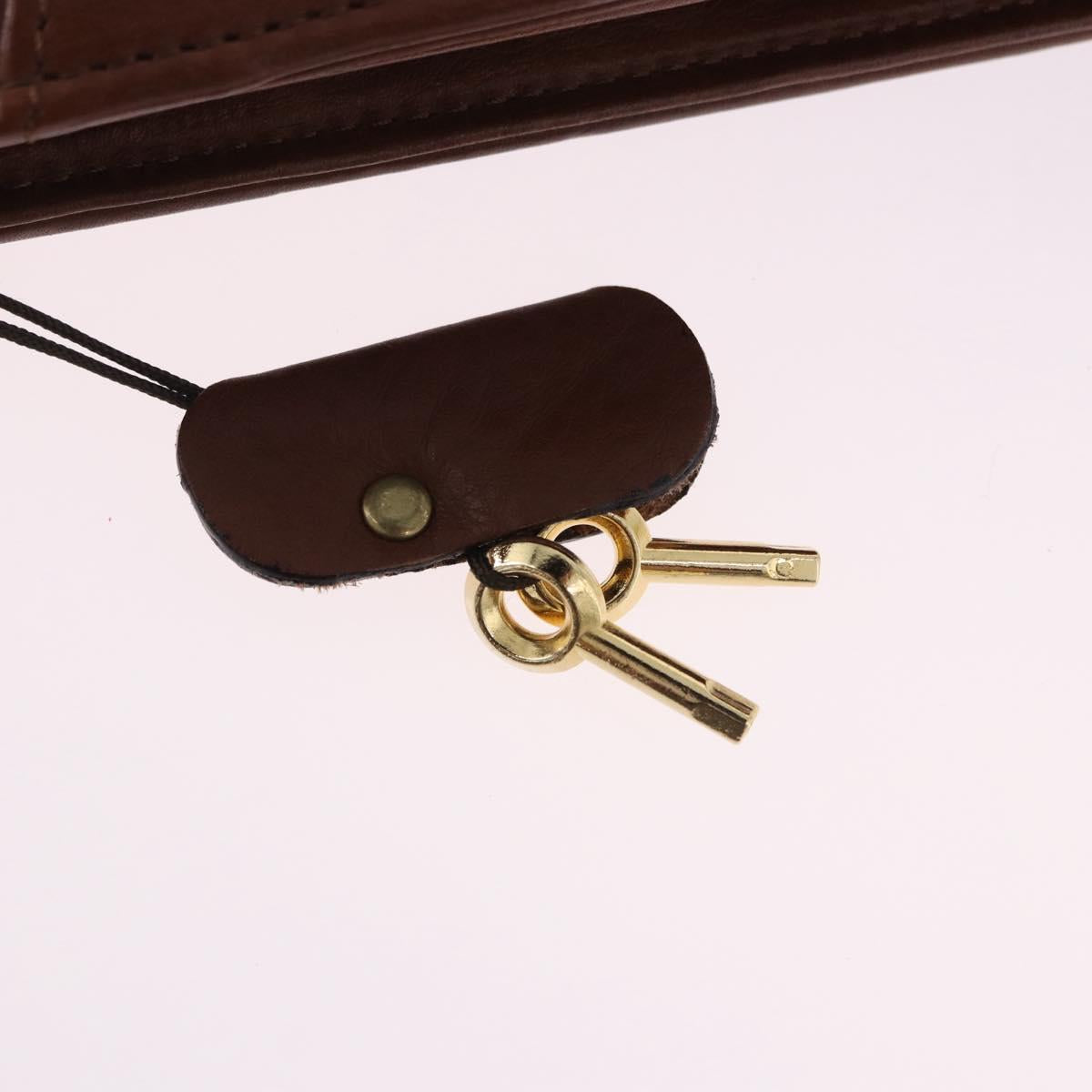 BALENCIAGA Clutch Bag Leather Brown Gold Auth 194296