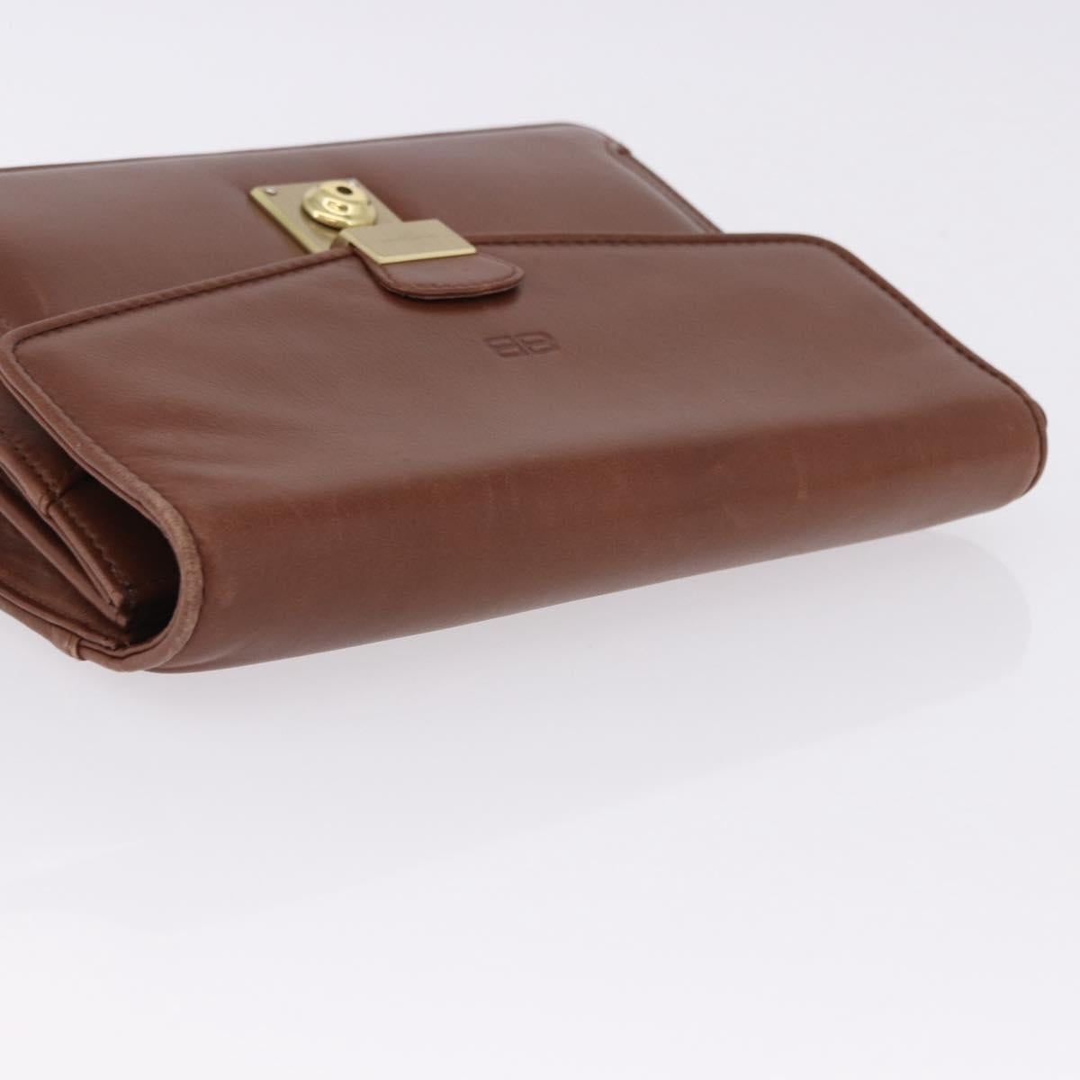 BALENCIAGA Clutch Bag Leather Brown Gold Auth 194296
