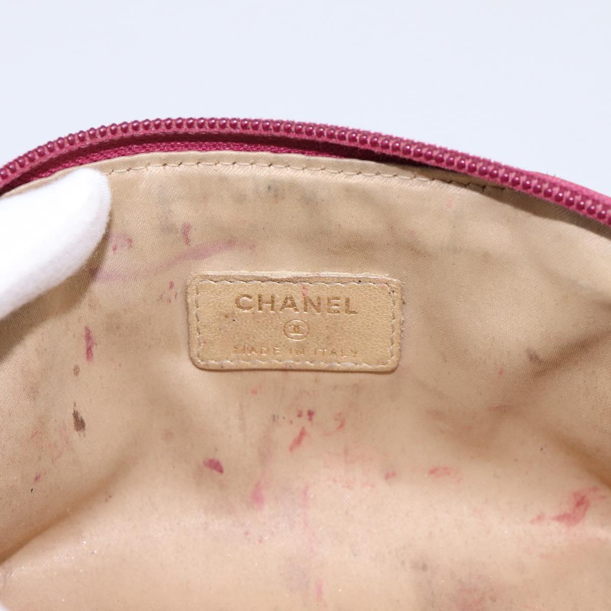 CHANEL Camelia Pouch Leather Pink Gold Tone CC Auth 194298
