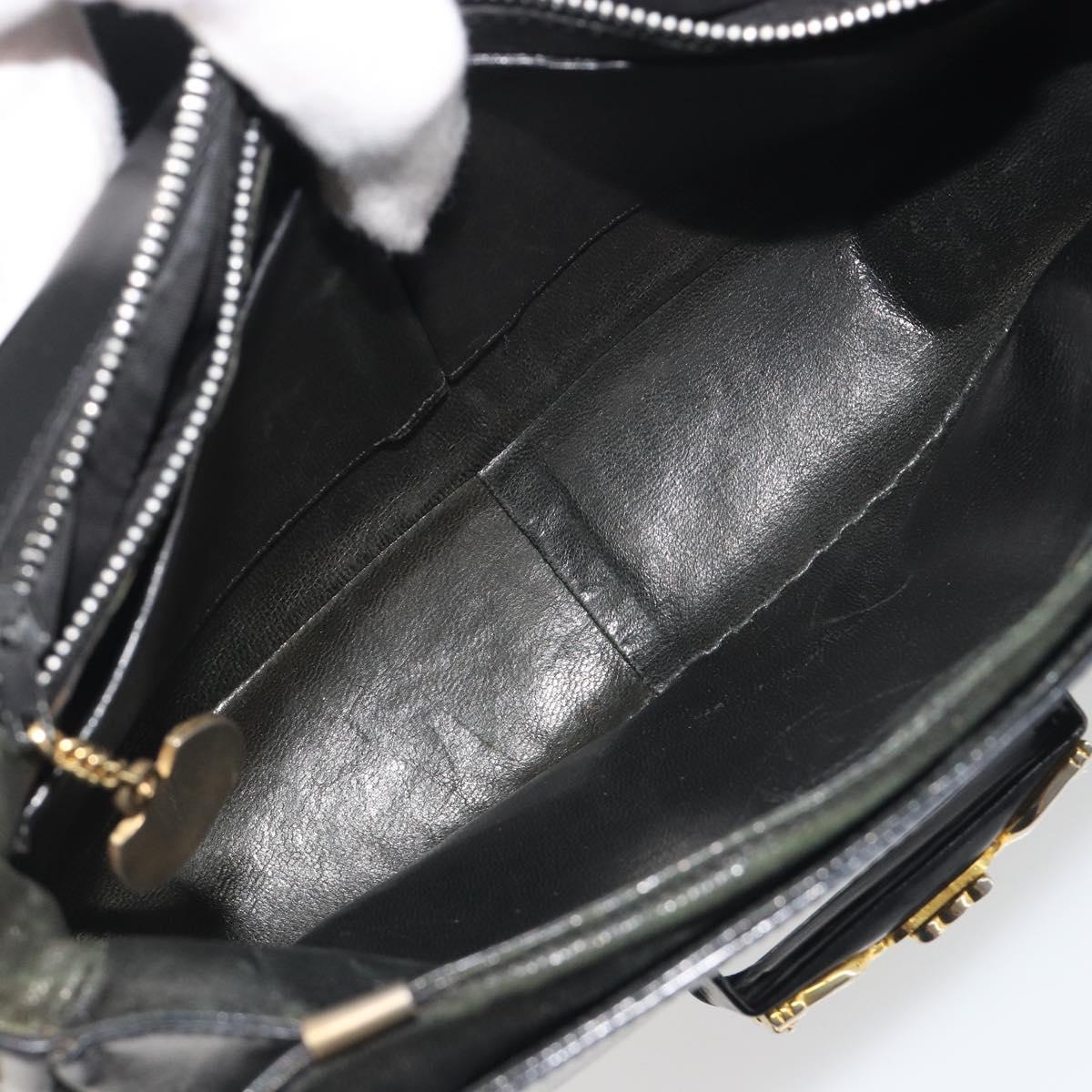 CELINE Shoulder Bag Leather Black Gold Auth 194301