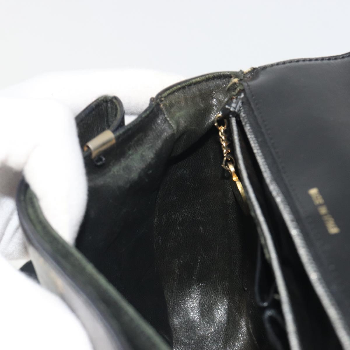 CELINE Shoulder Bag Leather Black Gold Auth 194301