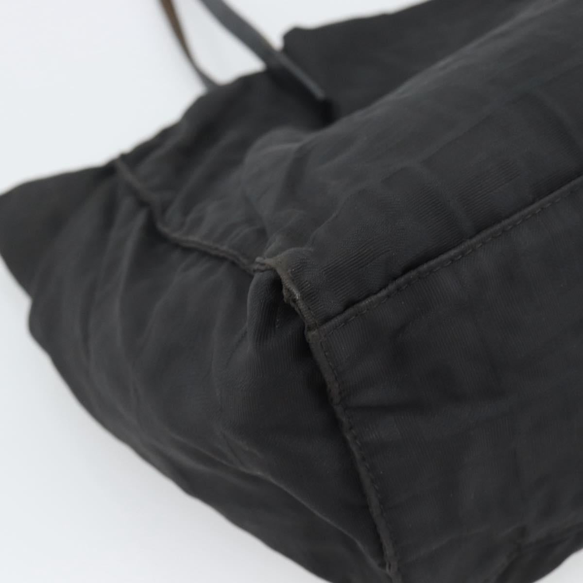 FENDI Zucca Canvas Tote Bag Black Silver Auth 194305