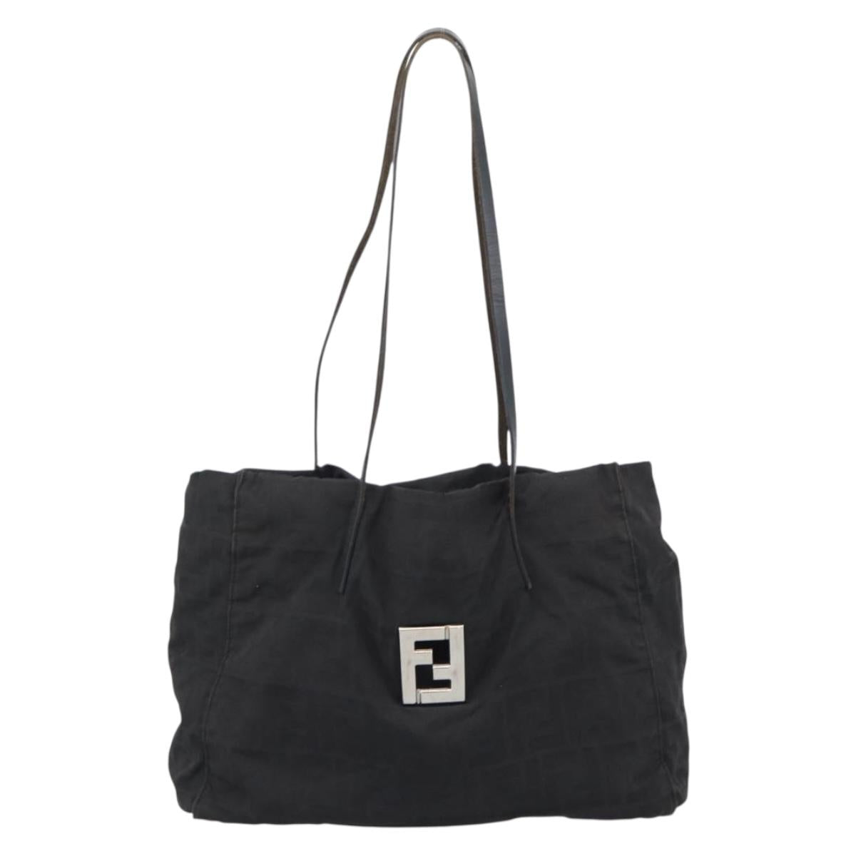 FENDI Zucca Canvas Tote Bag Black Silver Auth 194305