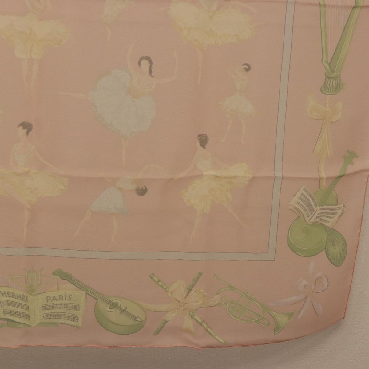 HERMES Carre 90 Scarf ”LES DANSEUSES” Silk Pink Auth 194306M