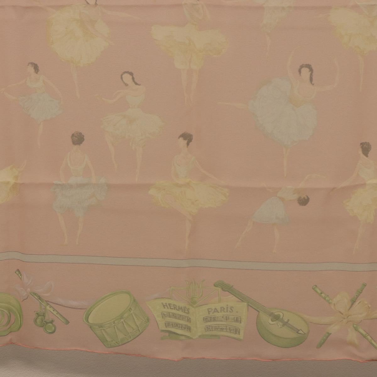 HERMES Carre 90 Scarf ”LES DANSEUSES” Silk Pink Auth 194306M