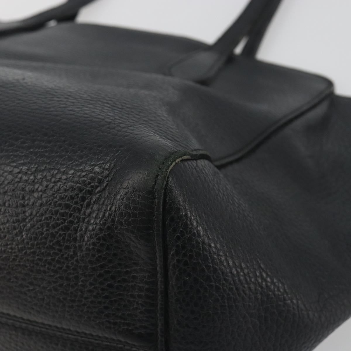 GUCCI Swing Tote Bag Leather Black Gold Tone 354408 Auth 194308