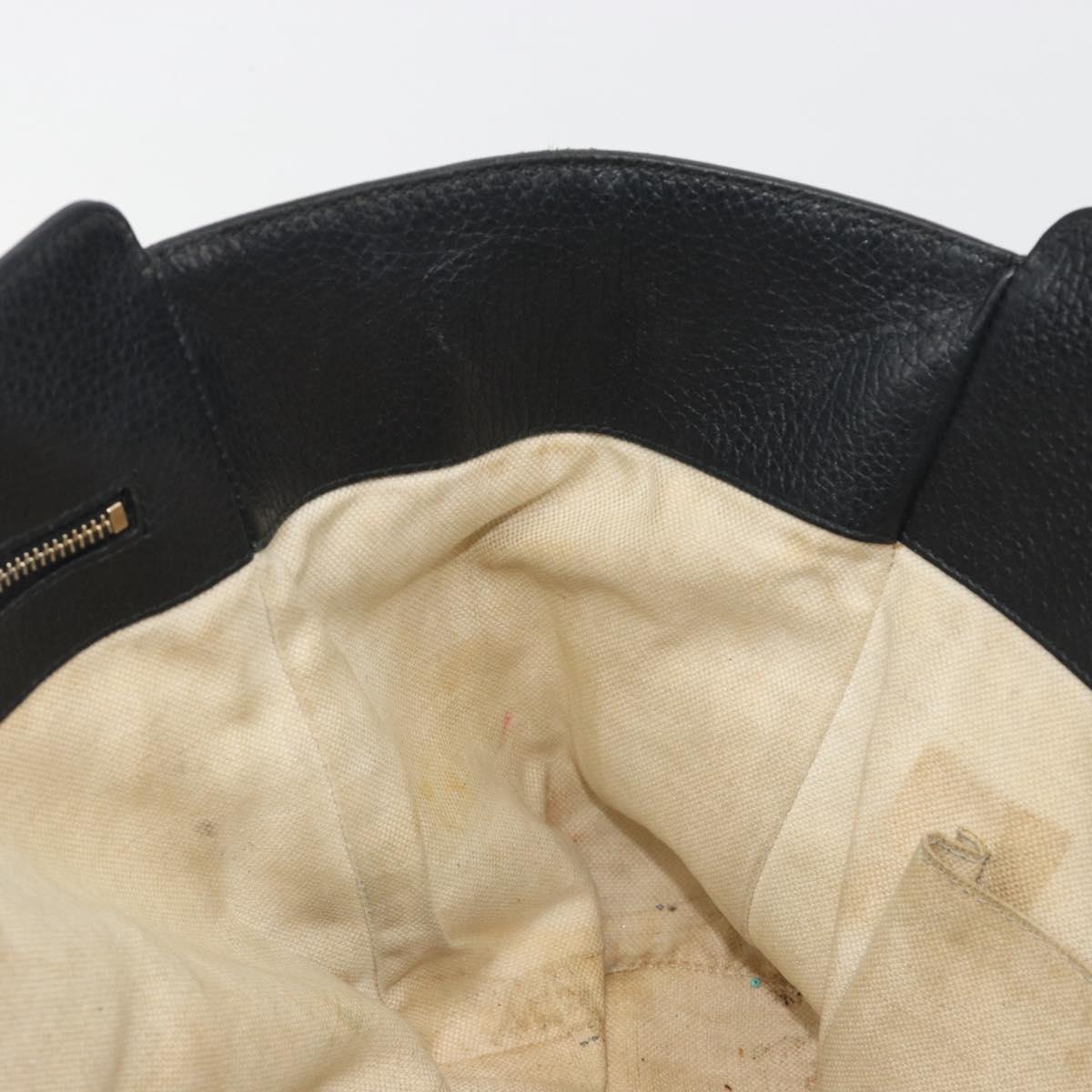 GUCCI Swing Tote Bag Leather Black Gold Tone 354408 Auth 194308