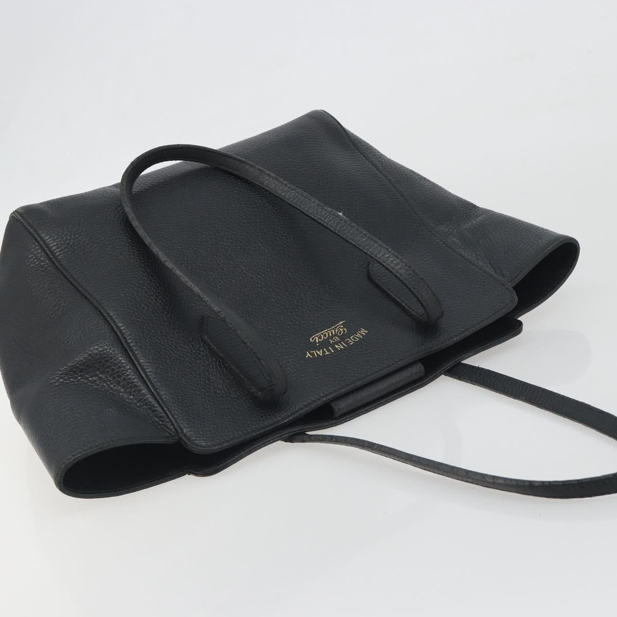 GUCCI Swing Tote Bag Leather Black Gold Tone 354408 Auth 194308