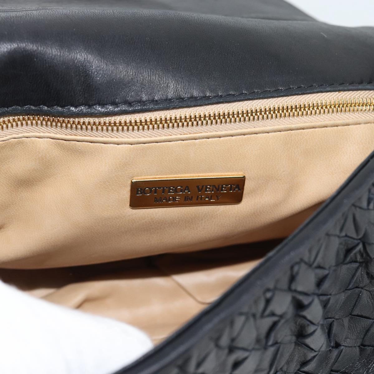 BOTTEGA VENETA INTRECCIATO Hand Bag Leather 2way Black Gold Auth 194310V