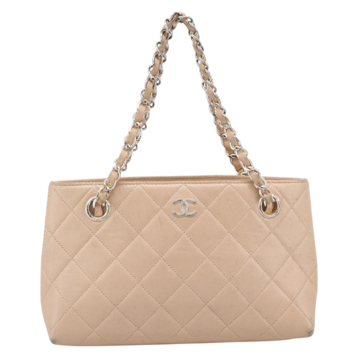 CHANEL Matelasse Chain Hand Bag Lamb Skin Pink Silver CC Auth 194311A