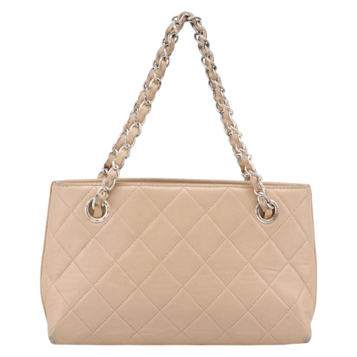 CHANEL Matelasse Chain Hand Bag Lamb Skin Pink Silver CC Auth 194311A