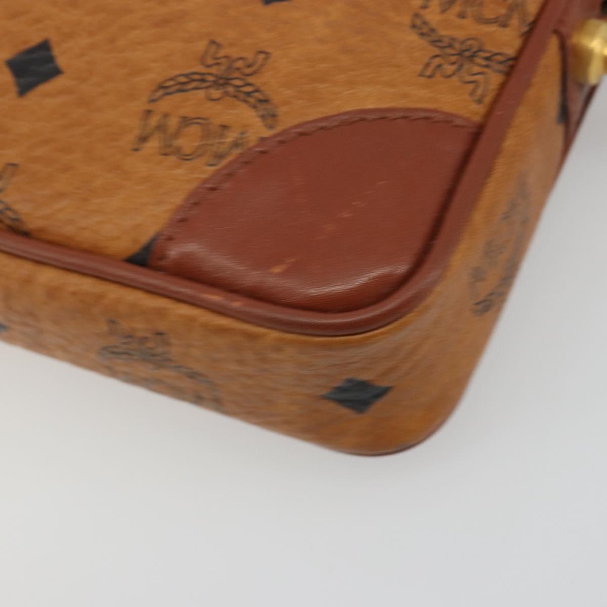 MCM Vicetos Logogram Clutch Bag PVC Leather Brown Gold Auth 194313A