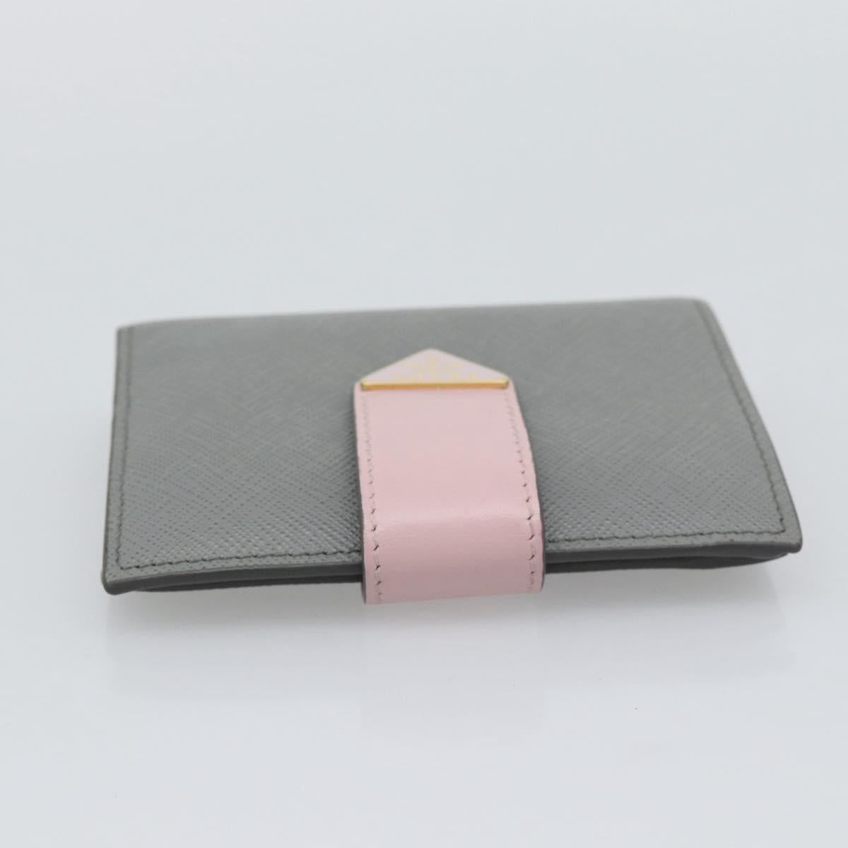 PRADA Bifold Wallet Saffiano leather Gray Gold Auth 194318M
