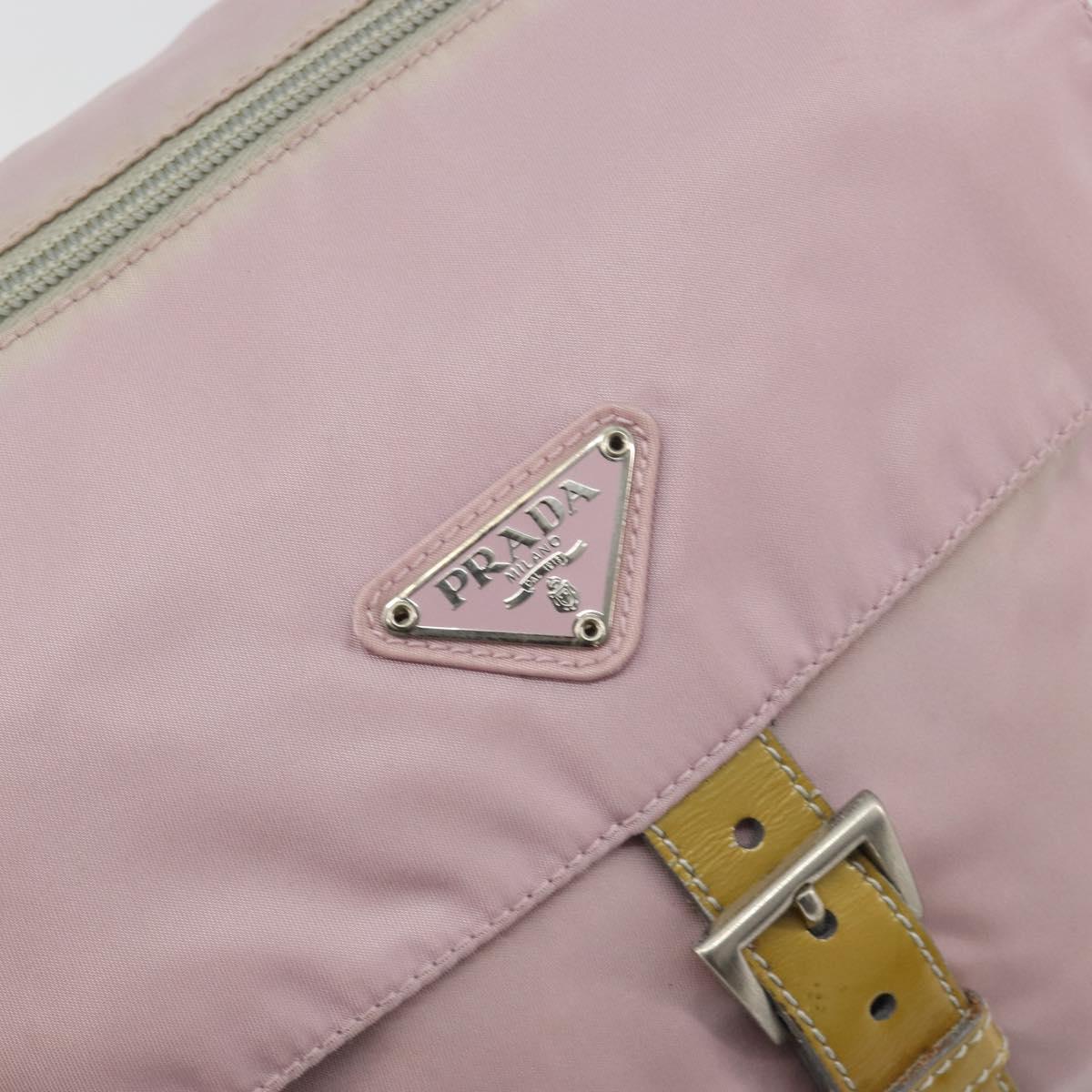 PRADA Shoulder Bag Nylon Pink Silver Auth 194319A