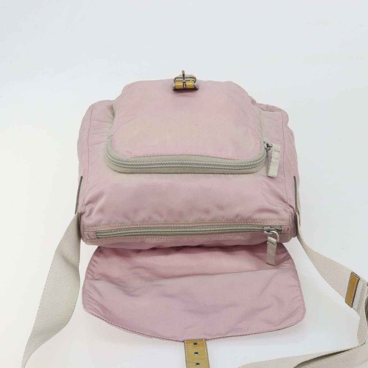 PRADA Shoulder Bag Nylon Pink Silver Auth 194319A