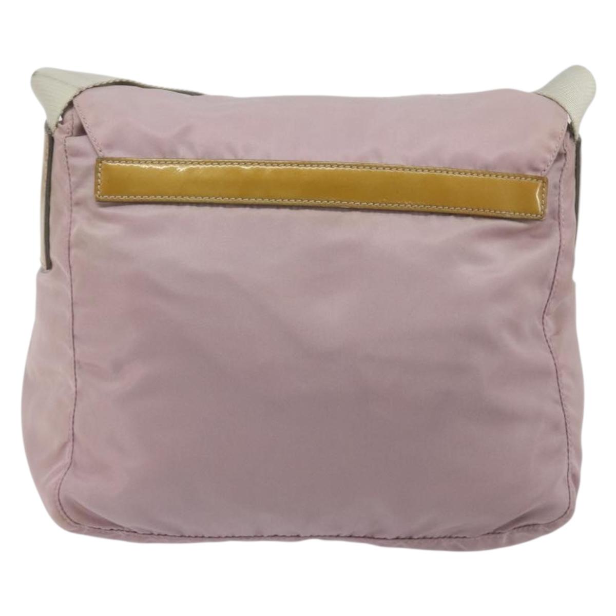 PRADA Shoulder Bag Nylon Pink Silver Auth 194319A