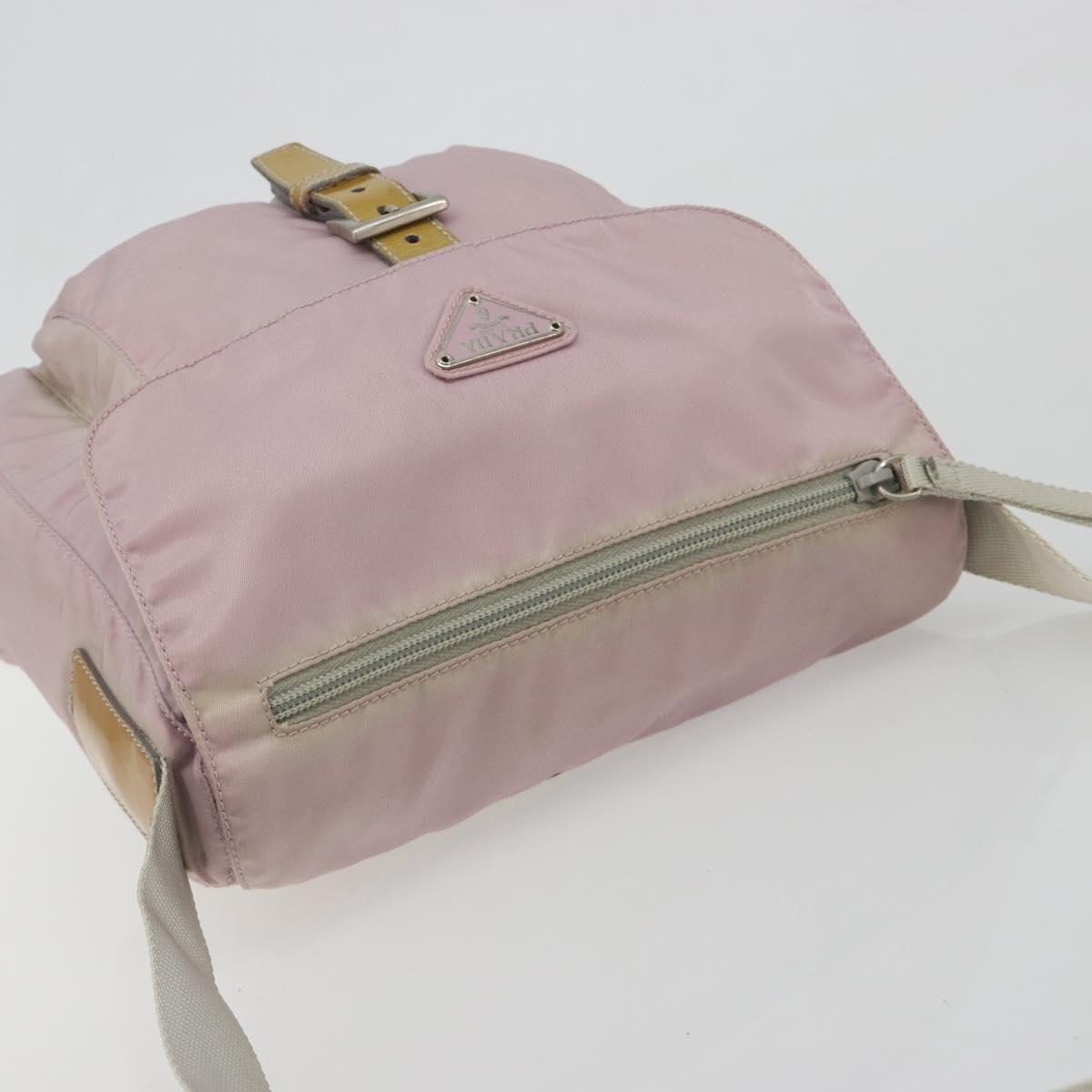 PRADA Shoulder Bag Nylon Pink Silver Auth 194319A