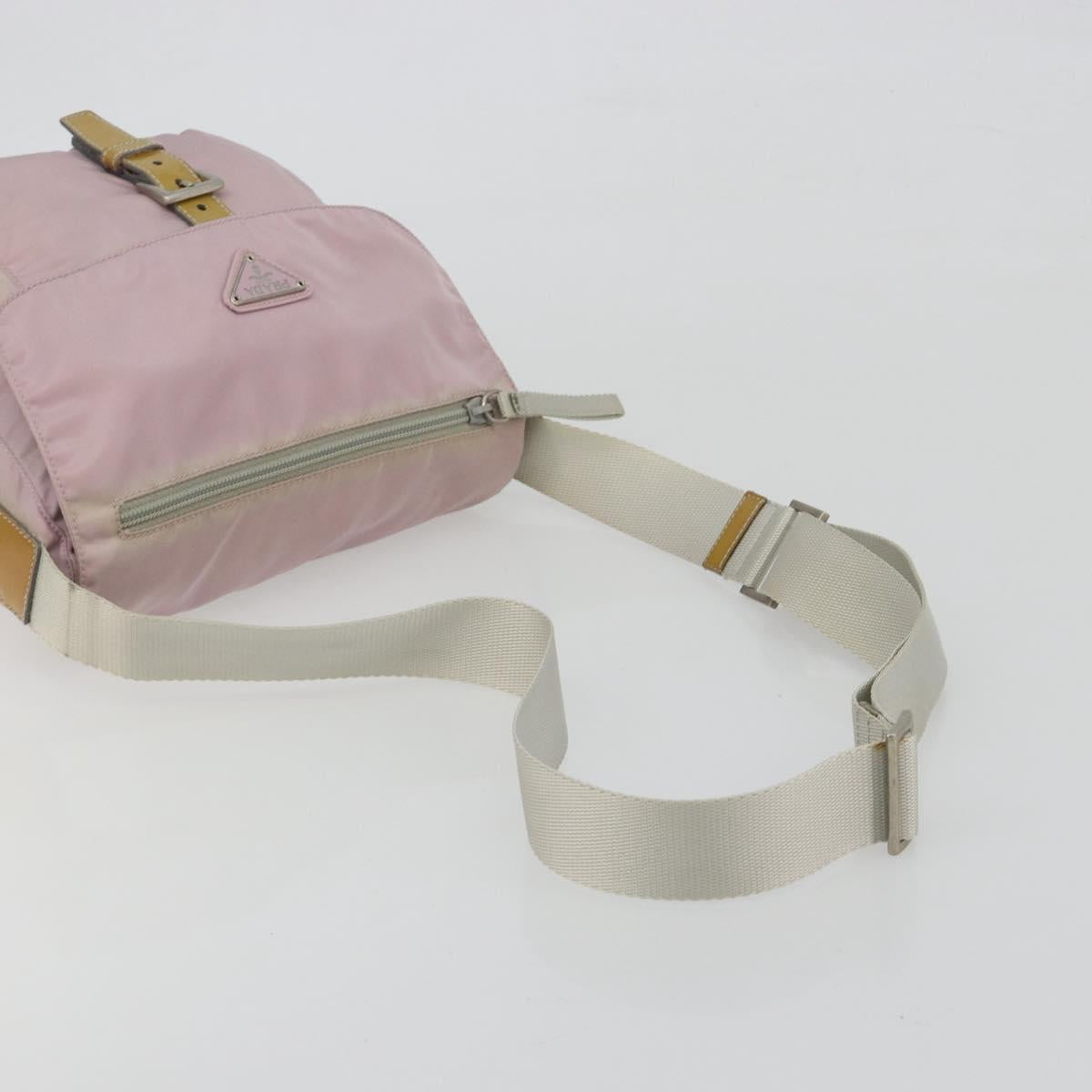 PRADA Shoulder Bag Nylon Pink Silver Auth 194319A