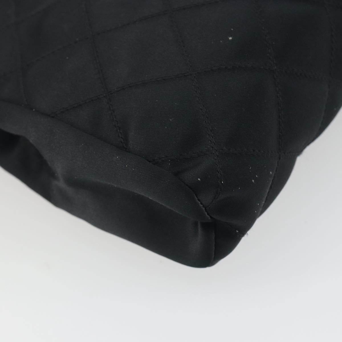 CHANEL Bicolore Clutch Bag Satin Black Gold CC Auth 194321