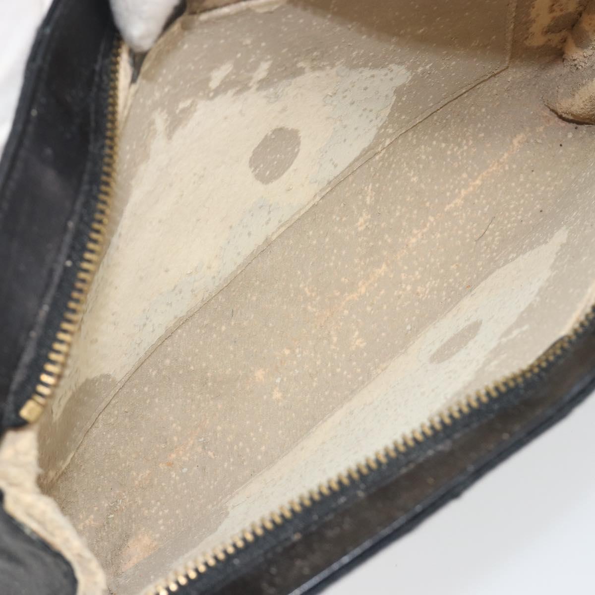 CHANEL Bicolore Clutch Bag Satin Black Gold CC Auth 194321