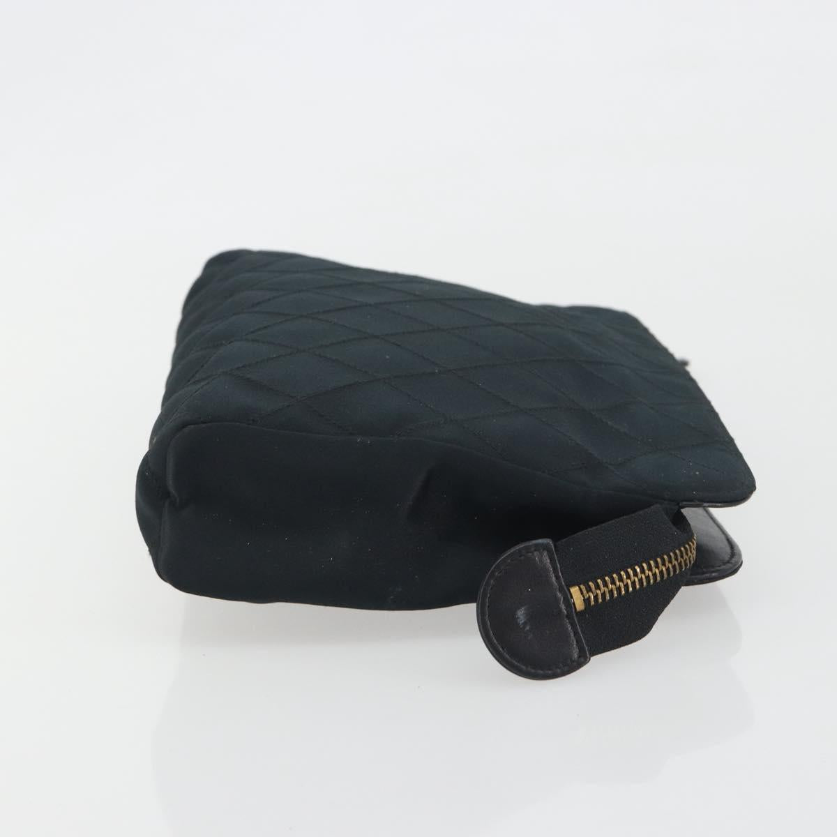 CHANEL Bicolore Clutch Bag Satin Black Gold CC Auth 194321