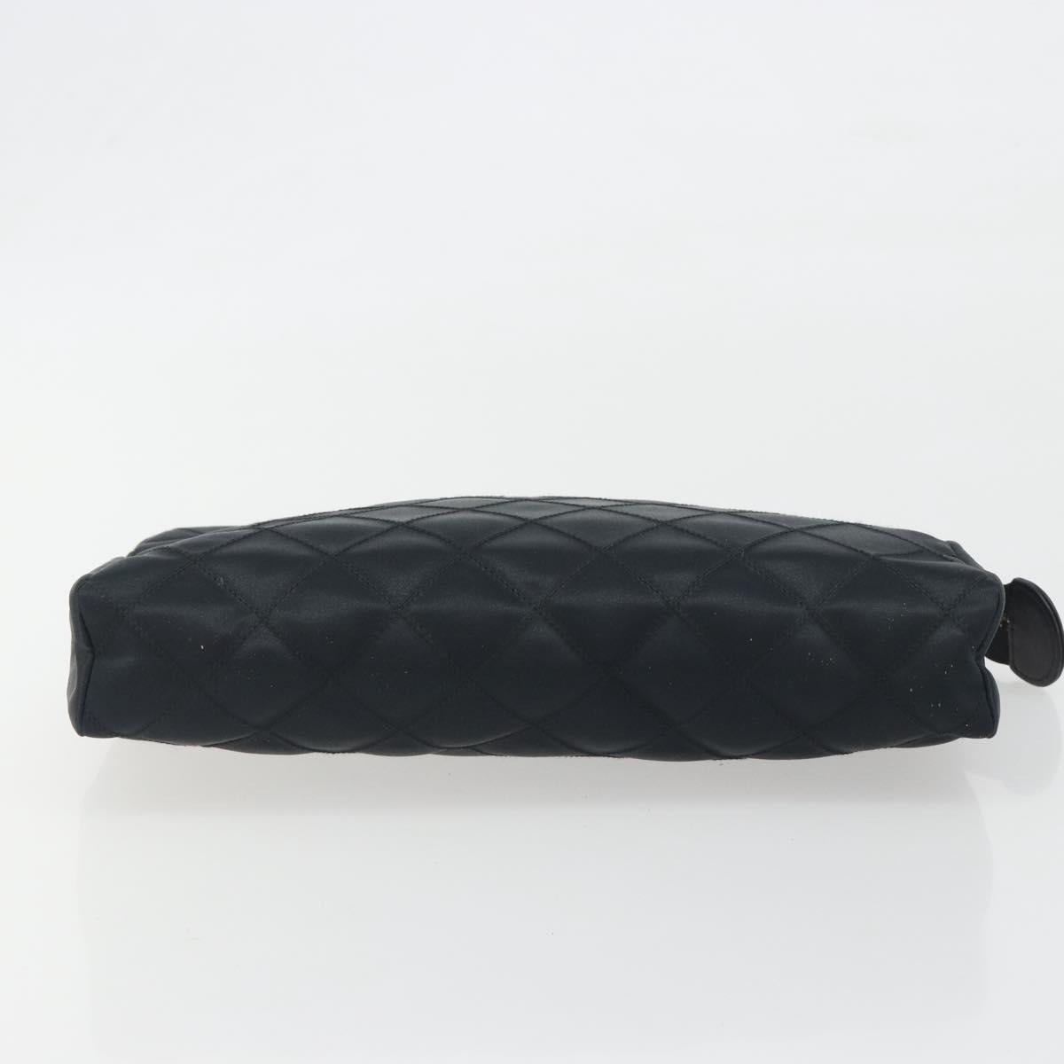CHANEL Bicolore Clutch Bag Satin Black Gold CC Auth 194321