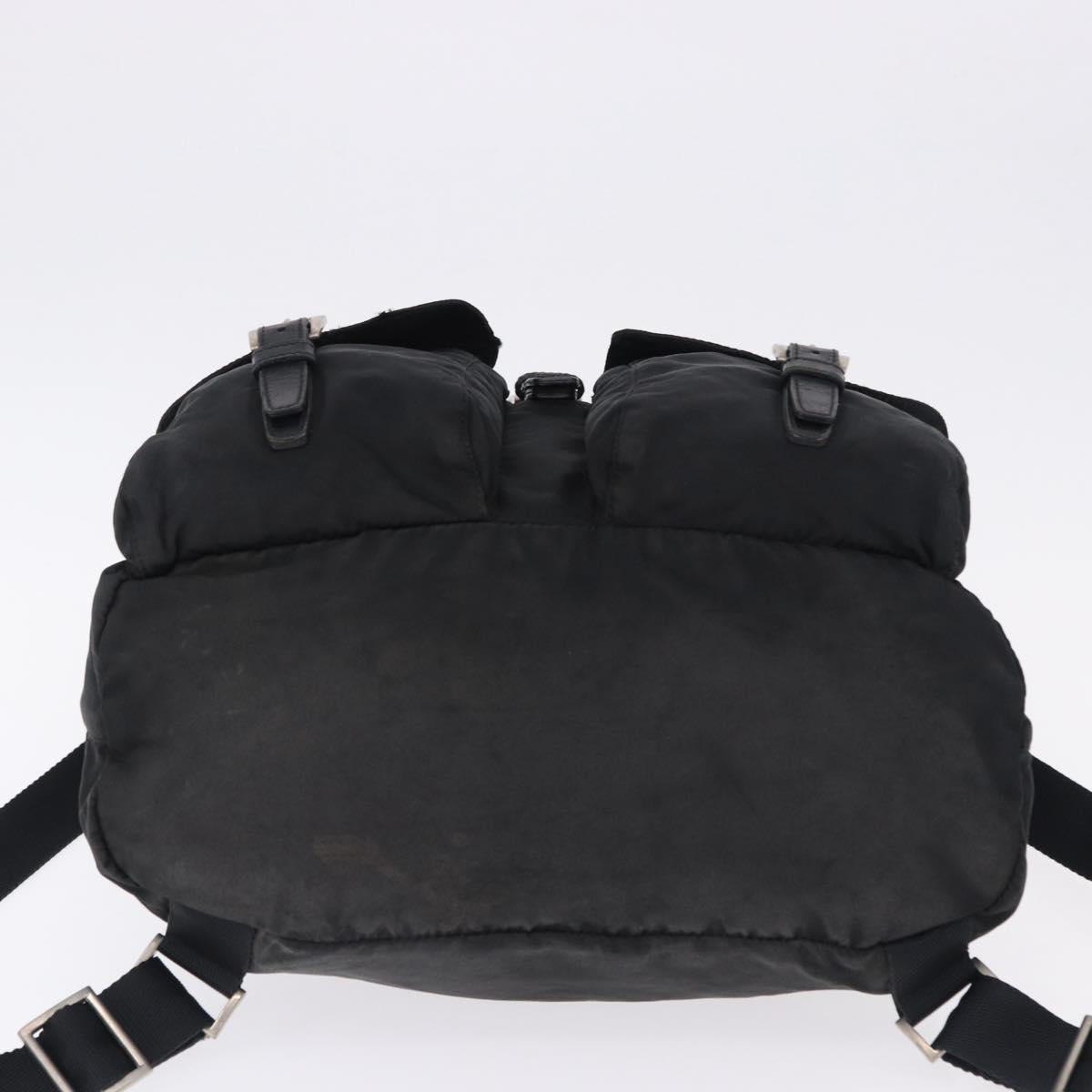 PRADA Backpack Nylon Black Silver Auth 194322