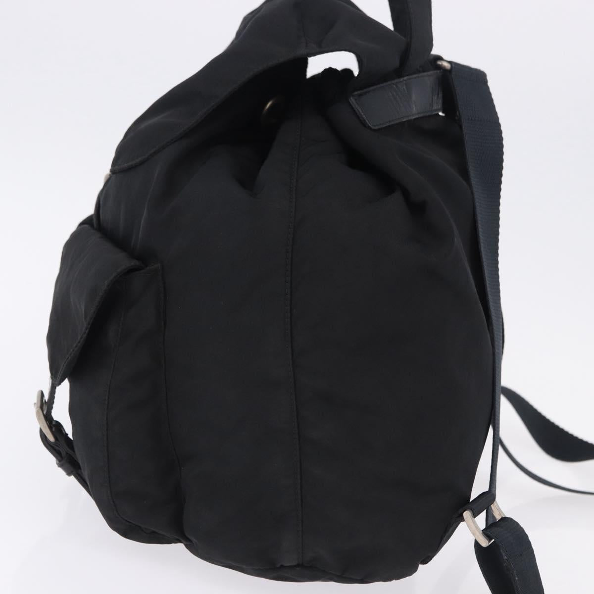 PRADA Backpack Nylon Black Silver Auth 194322