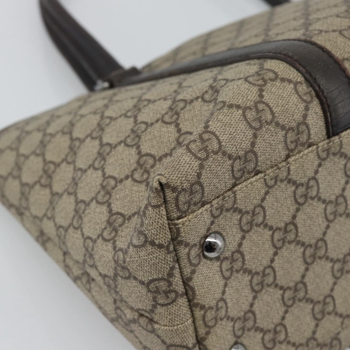 GUCCI GG Supreme Tote Bag PVC Beige Silver 114595 Auth 194324