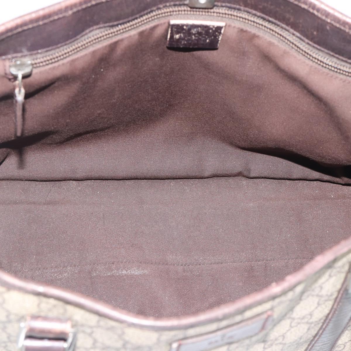 GUCCI GG Supreme Tote Bag PVC Beige Silver 114595 Auth 194324